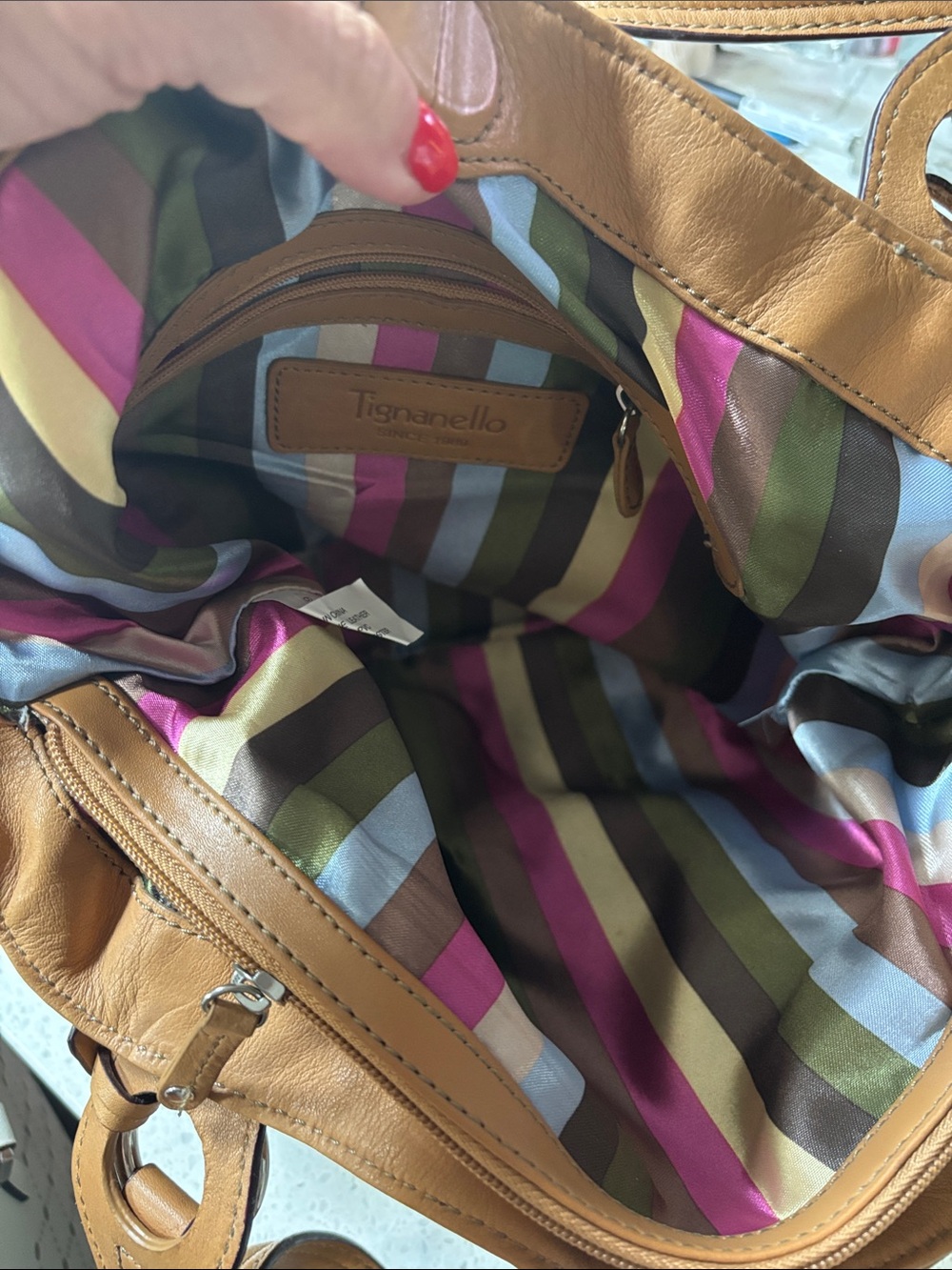 Tignanello Tan Leather Shoulder Tote bag - Picture 10 of 15
